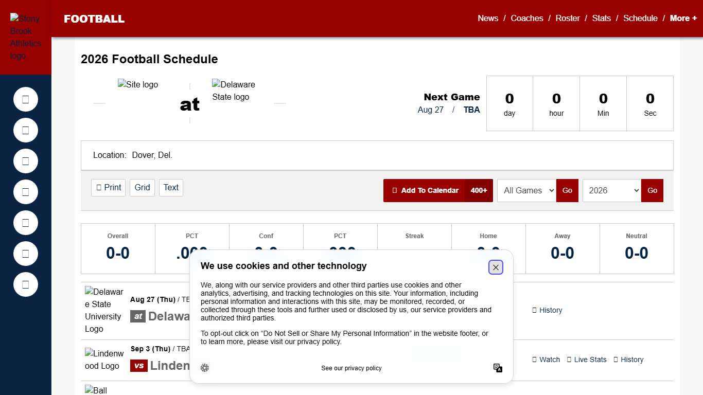 2026 Football Schedule - Stony Brook University Athletics