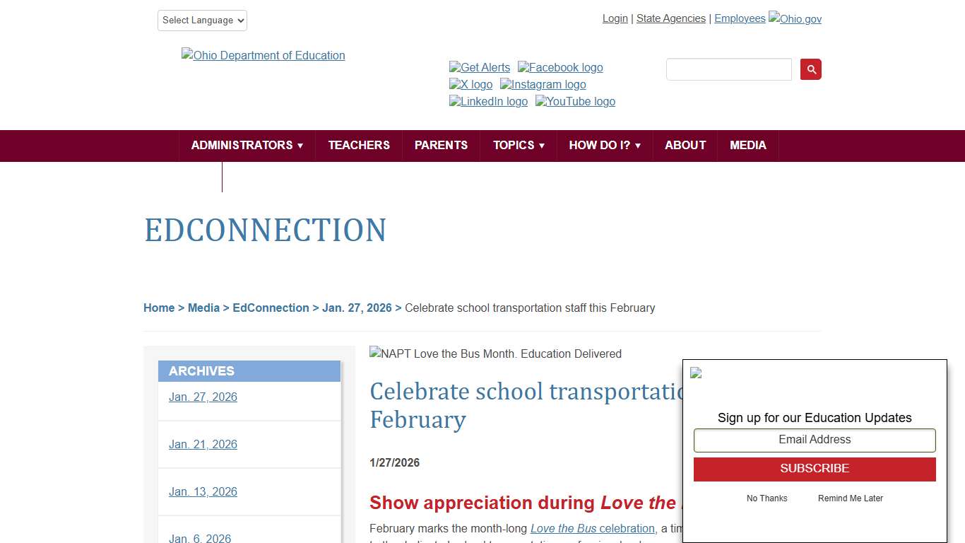 Celebrate school transportation staff this February Ohio Department of Education and Workforce